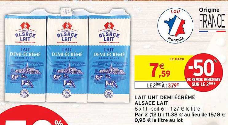 LAIT UHT DEMI ÉCRÉMÉ ALSACE LAIT