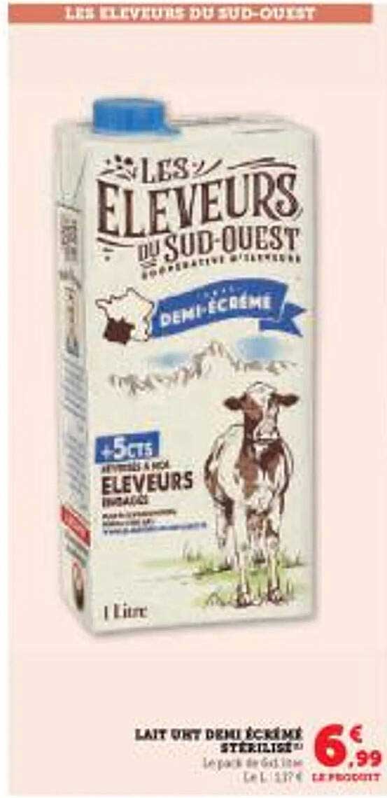 Lait UHT demi-écrémé stérilisé