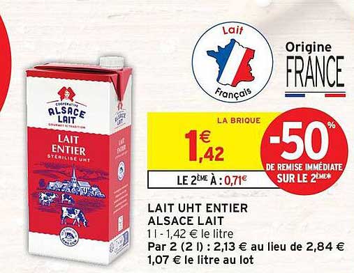 LAIT UHT ENTIER ALSACE LAIT