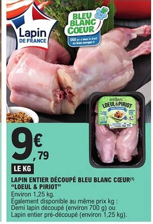 LAPIN ENTIERS DÉCOUPÉ BLEU BLANC CŒUR "LOEUL & PIRIOT"