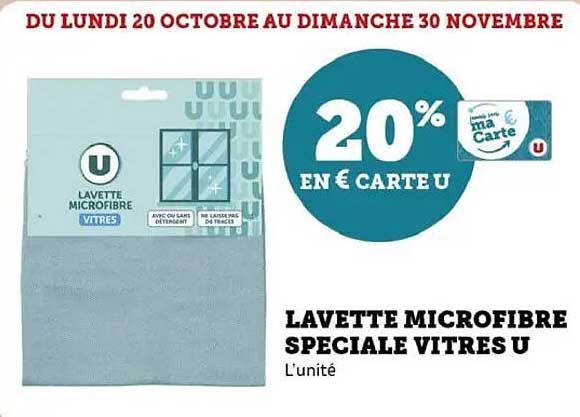 LAVETTE MICROFIBRE SPECIALE VITRES U