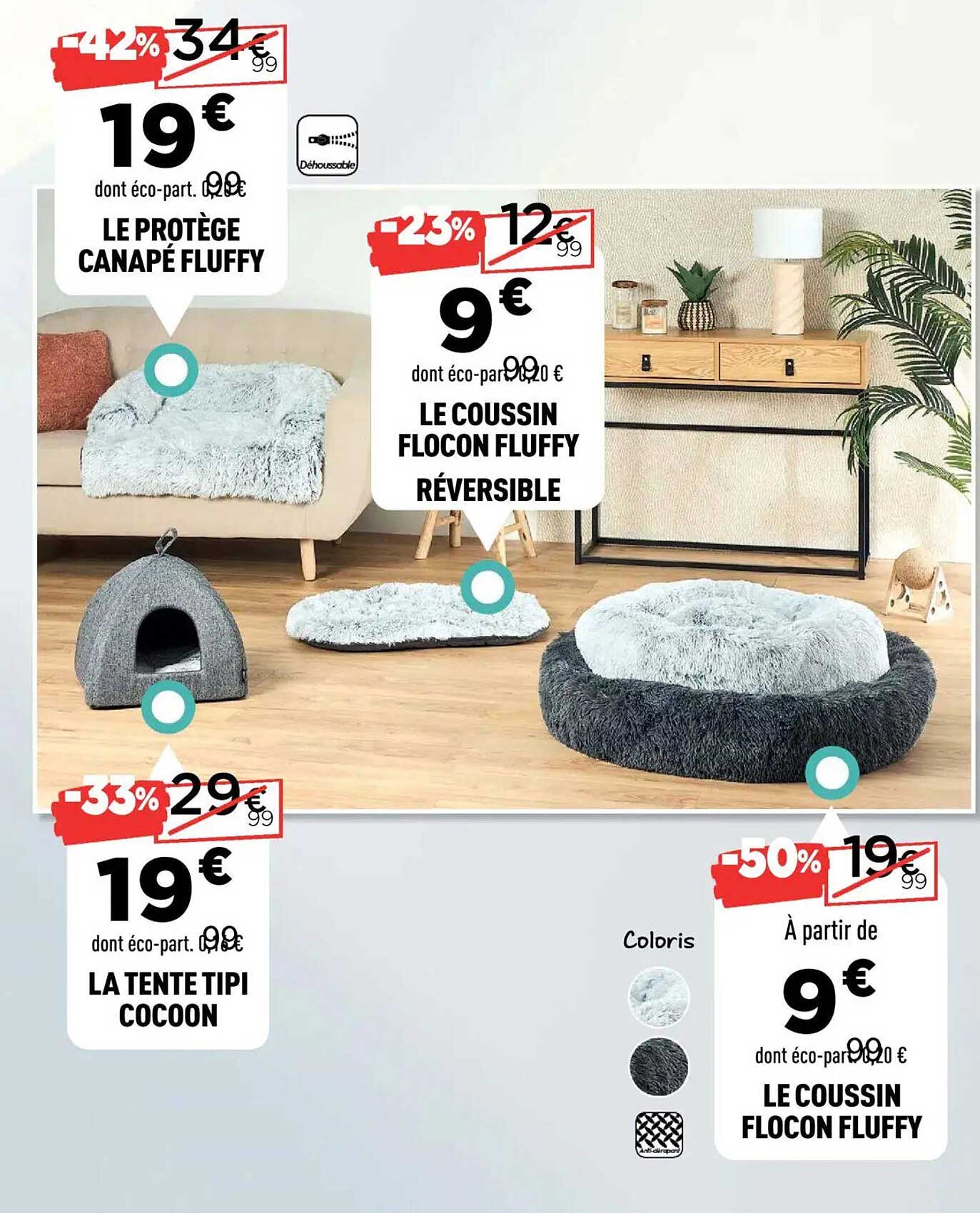 LE COUSSIN FLOCON FLUFFY RÉVERSIBLE