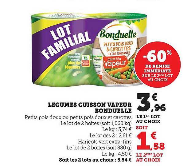 LEGUMES CUISSON VAPEUR BONDUELLE