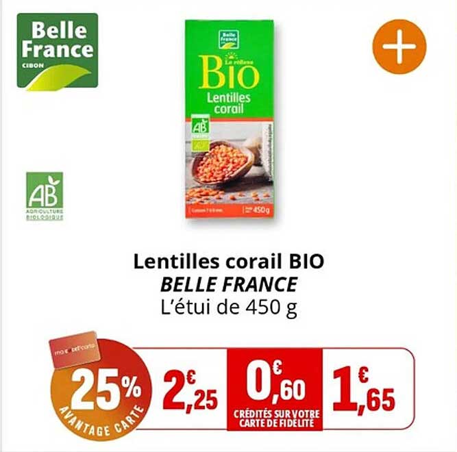 Lentilles corail BIO BELLE FRANCE