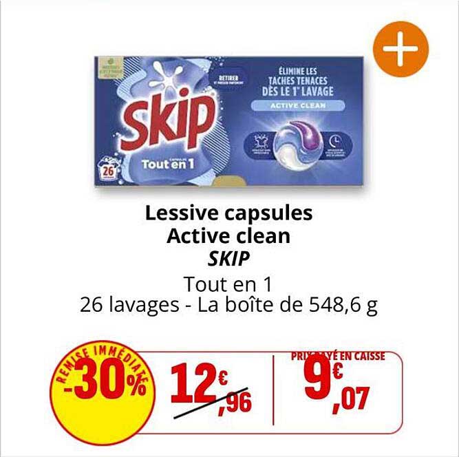 Lessive capsules Active clean SKIP