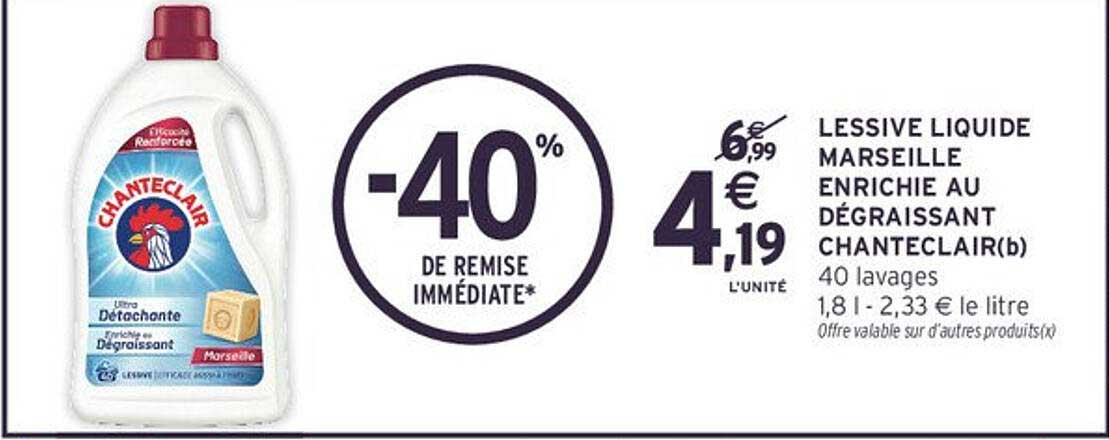 LESSIVE LIQUIDE MARSEILLE ENRICHIE AU DÉGRAISSANT CHANTCLAIR