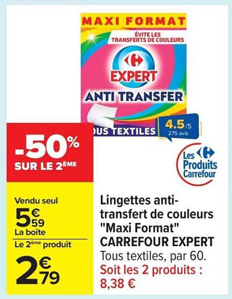 Lingettes anti-transfert de couleurs 'Maxi Format' CARREFOUR EXPERT