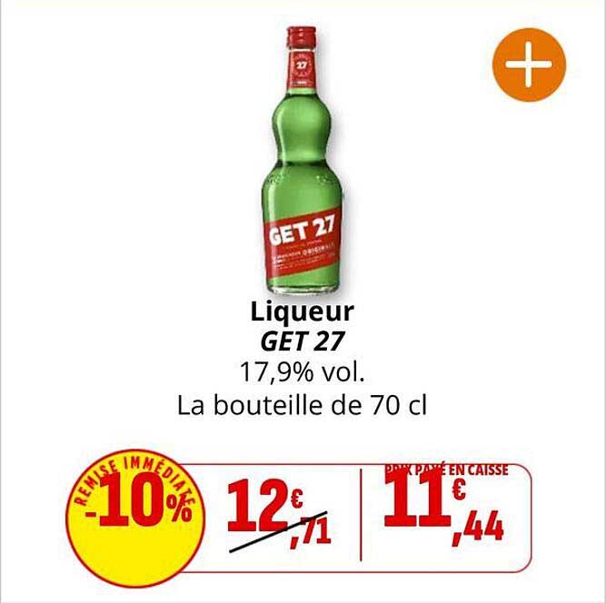 Liqueur GET 27 17,9% vol. La bouteille de 70 cl