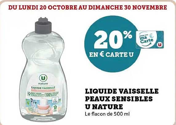 LIQUIDE VAISSELLE PEAUX SENSIBLES U NATURE