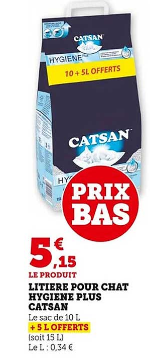 LITIÈRE POUR CHAT HYGIÈNE PLUS CATSAN