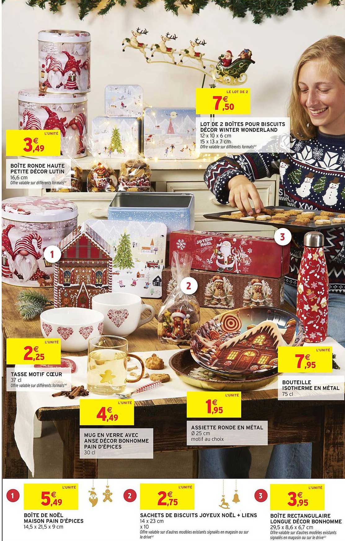 LOT DE 2 BOÎTES POUR BISCUITS DÉCOR WINTER WONDERLAND