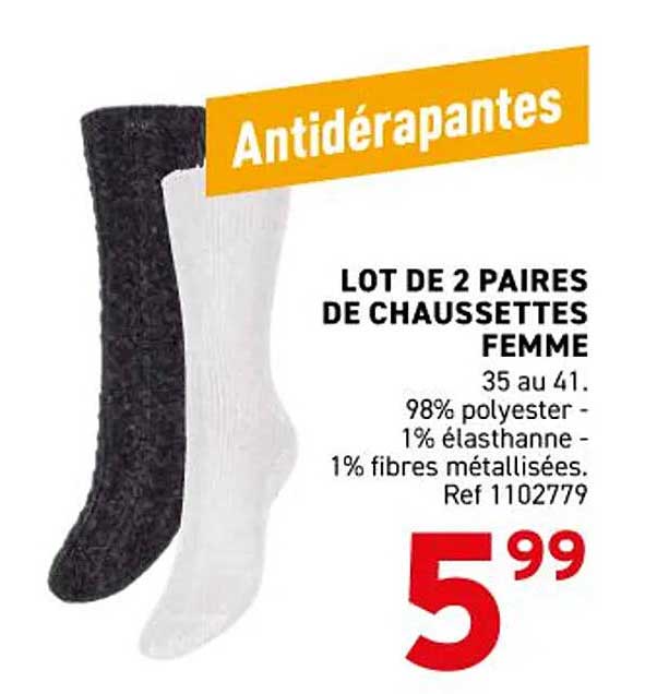 LOT DE 2 PAIRES DE CHAUSSETTES FEMME