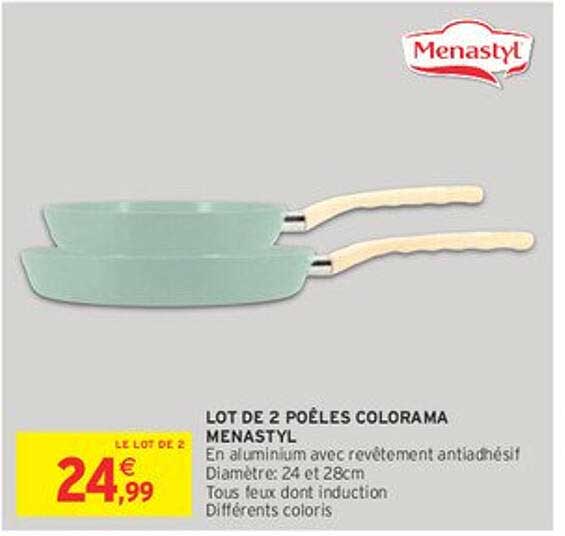 LOT DE 2 POÊLES COLORAMA MENASTYL