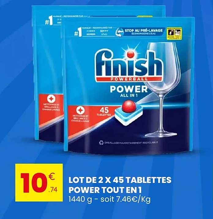 LOT DE 2 X 45 TABLETTES POWER TOUT EN 1