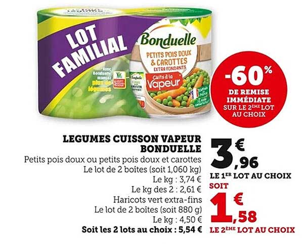 LOT FAMILIAL LÉGUMES CUISSON VAPEUR BONDUELLE
