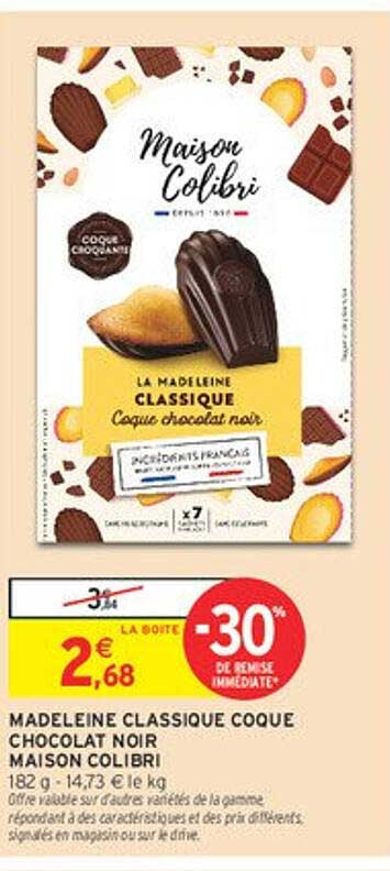 MADELEINE CLASSIQUE COQUE CHOCOLAT NOIR MAISON COLIBRI