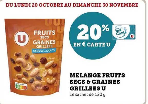 MELANGE FRUITS SECS & GRAINES GRILLEES U
