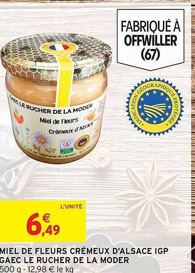 Miel de Fleurs Crémeux d'Alsace IGP GAEC Le Rucher de la Moder