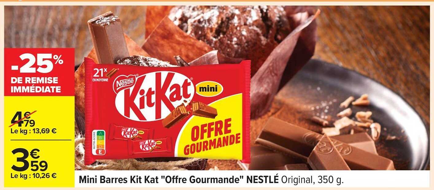 Mini Barres Kit Kat "Offre Gourmande" NESTLÉ Original, 350 g
