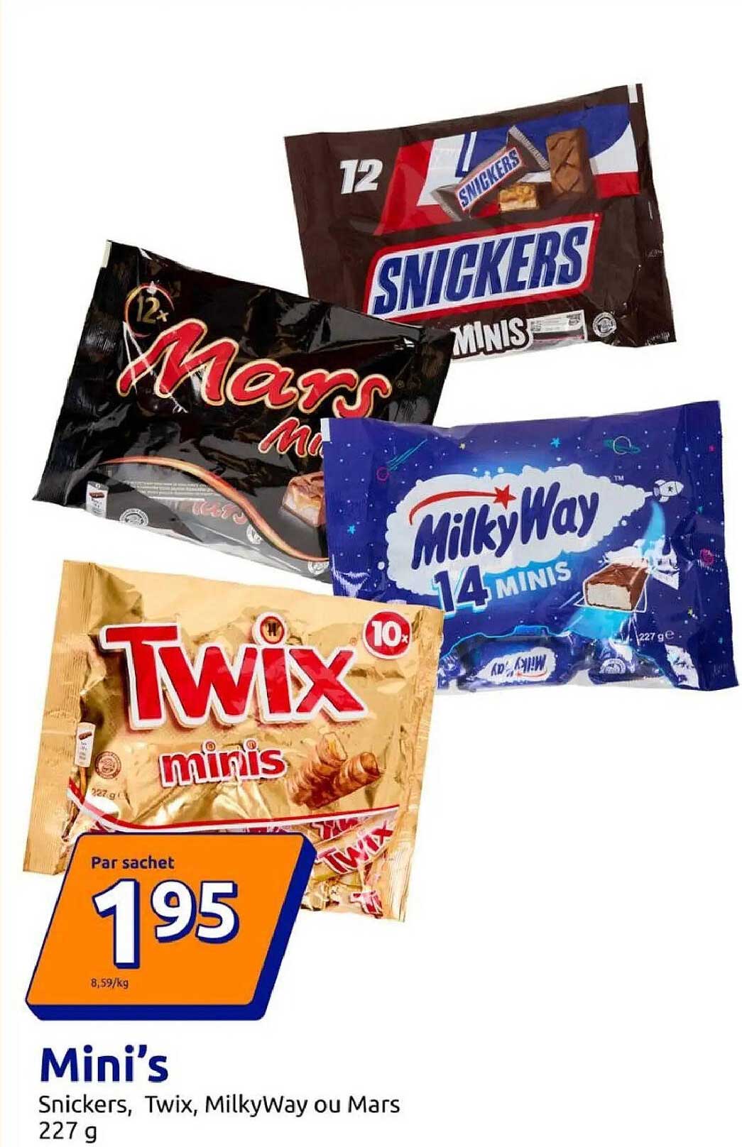 Mini's Snickers, Twix, MilkyWay ou Mars