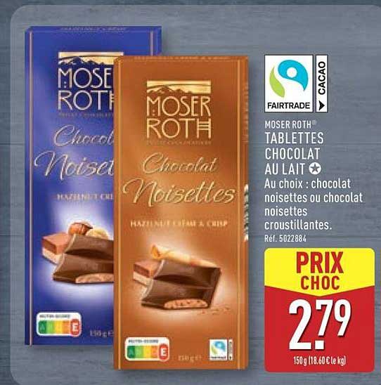 MOSER ROTH™ TABLETTES CHOCOLAT AU LAIT