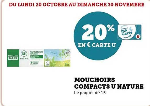 MOUCHOIRS COMPACTS U NATURE