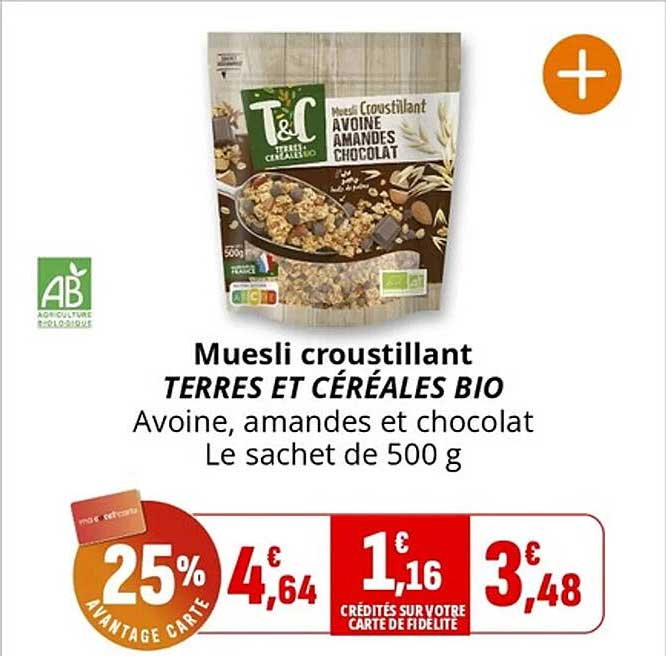 Muesli croustillant TERRES ET CÉRÉALES BIO