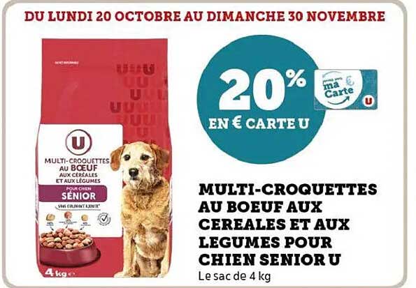 MULTI-CROQUETTES AU BOEUF AUX CEREALES ET AUX LEGUMES POUR CHIEN SENIOR U