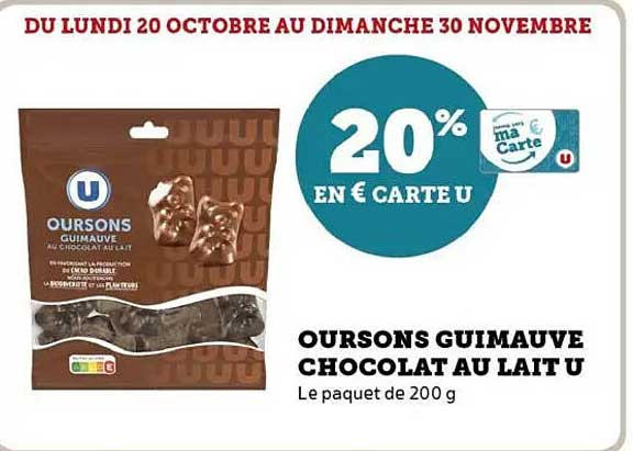 OURSONS GUIMAUVE CHOCOLAT AU LAIT U