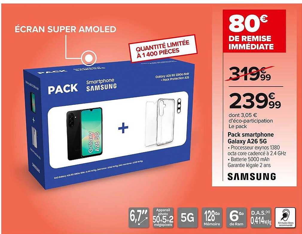 Pack smartphone Galaxy A26 5G