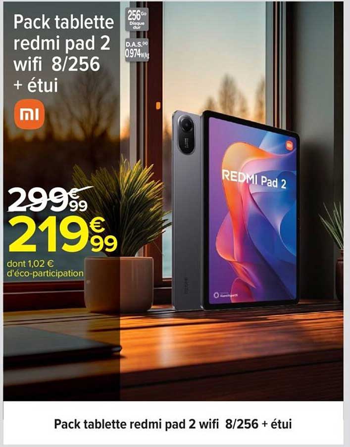 Pack tablette redmi pad 2 wifi 8/256 + étui
