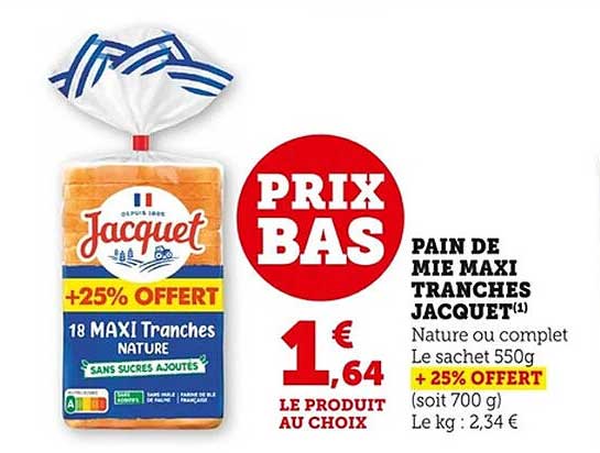 PAIN DE MIE MAXI TRANCHES JACQUET
