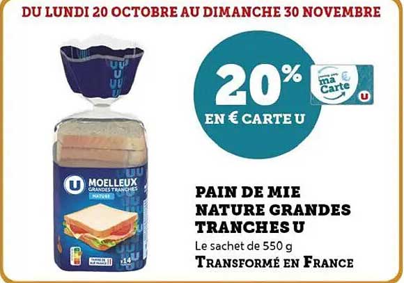 PAIN DE MIE NATURE GRANDES TRANCHES U