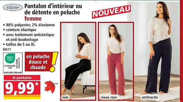 Pantalon d’intérieur ou de détente en peluche femme