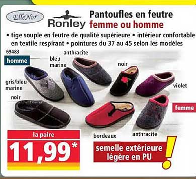 Pantoufles en feutre femme ou homme