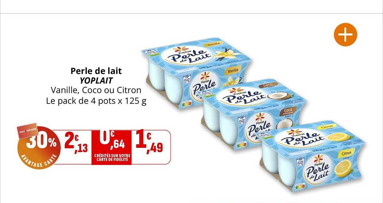 Perle de lait YOPLAIT Vanille, Coco ou Citron