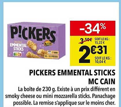 PICKERS EMMENTAL STICKS MC CAIN