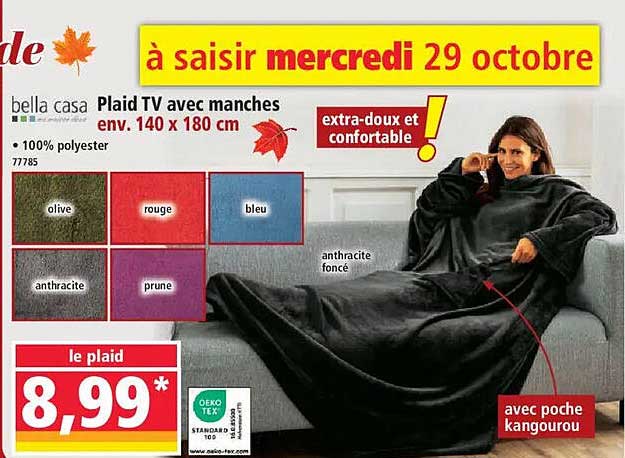 Plaid TV avec manches