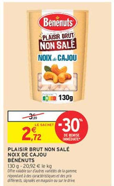 PLAISIR BRUT NON SALÉ NOIX DE CAJOU BÉNENUTS