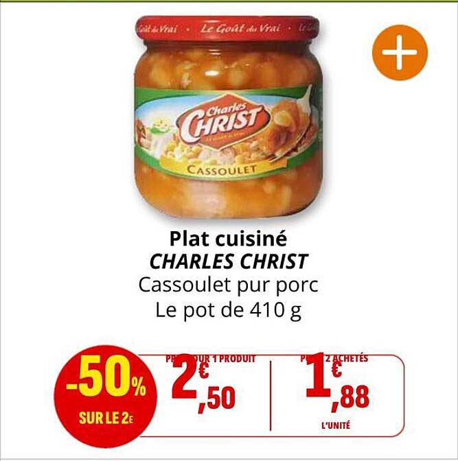 Plat cuisiné CHARLES CHRIST Cassoulet pur porc Le pot de 410 g