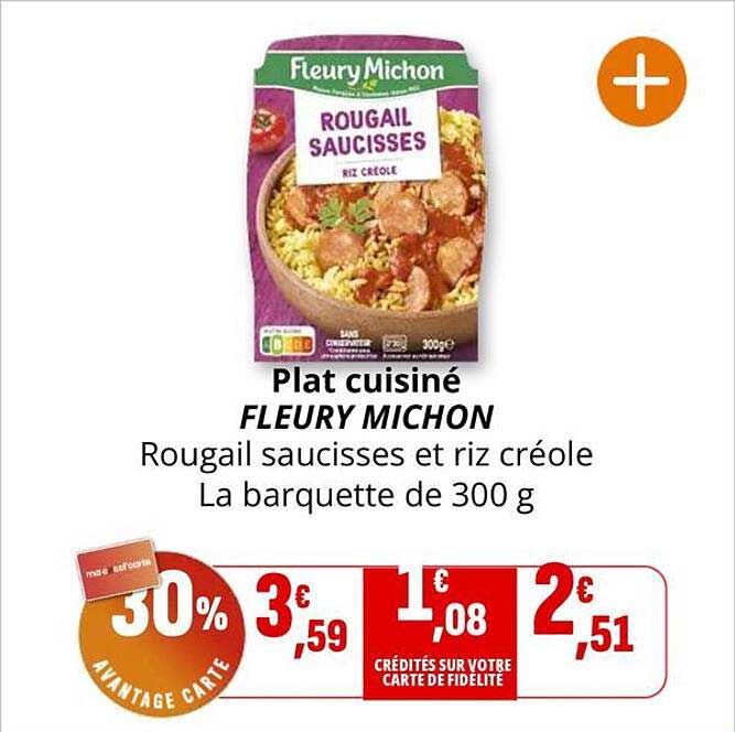 Plat cuisiné FLEURY MICHON Rougail saucisses et riz créole
