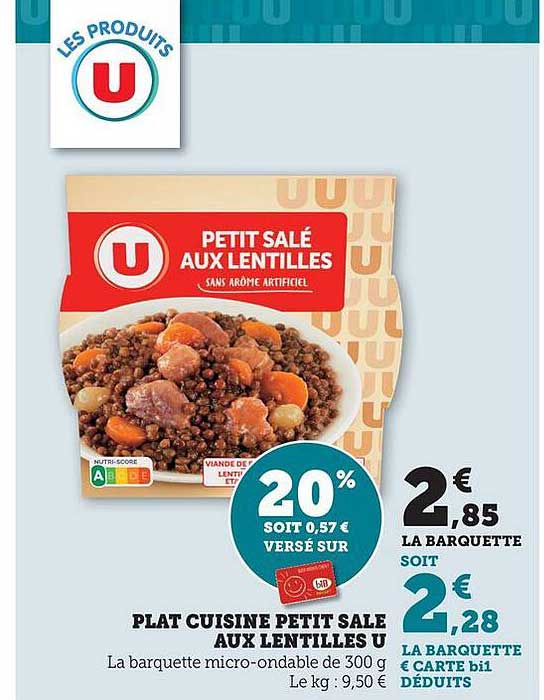Plat cuisine petit salé aux lentilles U