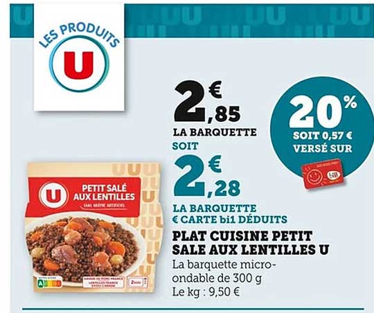 PLAT CUISINE PETIT SALE AUX LENTILLES U