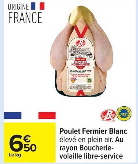Poulet Fermier Blanc élevé en plein air