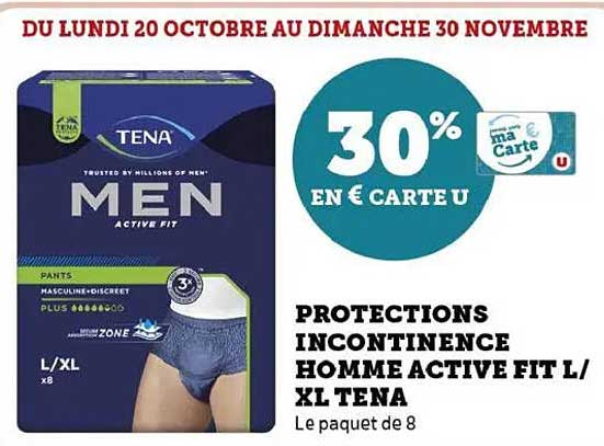 PROTECTIONS INCONTINENCE HOMME ACTIVE FIT L/XL TENA