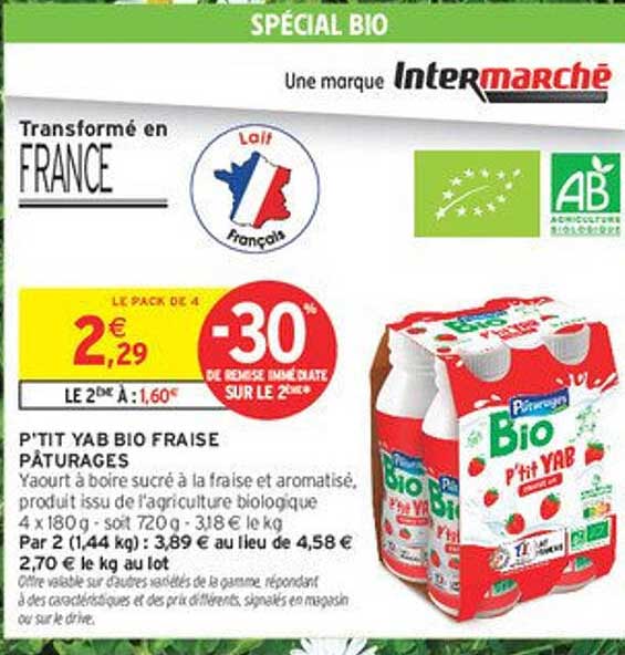 P'tit YAB Bio Fraise Pâturages - Pack de 4
