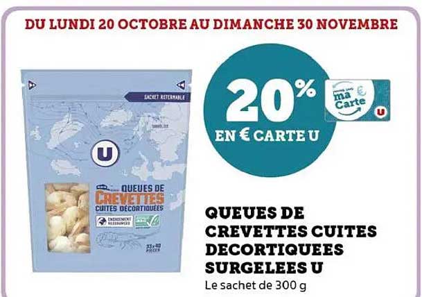 QUEUES DE CREVETTES CUITES DECORTIQUEES SURGELEES U