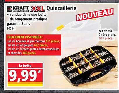 Quincaillerie Kraft XXL - Vendu dans une boîte de rangement pratique, garantie 3 ans