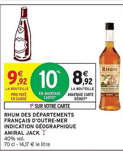 RHUM DES DÉPARTEMENTS FRANÇAIS D'OUTRE-MER INDICATION GÉOGRAPHIQUE AMIRAL JACK