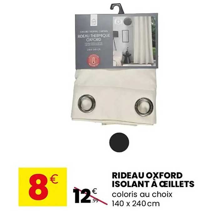 RIDEAU OXFORD ISOLANT À ŒILLETS